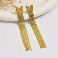 1 Pair Classic Style Butterfly 304 Stainless Steel 18K Gold Plated Drop Earrings main image 3