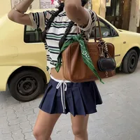 Women's Short Sleeve T-Shirts Buckle Casual Stripe main image 2
