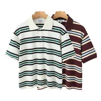 Women's Short Sleeve T-Shirts Buckle Casual Stripe main image 5