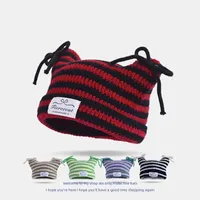Women's Cartoon Style Simple Style Stripe Knitting Eaveless Wool Cap main image 1