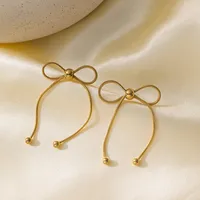 1 Pair Cute Sweet Simple Style Bow Knot 304 Stainless Steel 18K Gold Plated Drop Earrings main image 5