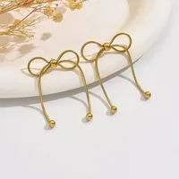 1 Pair Cute Sweet Simple Style Bow Knot 304 Stainless Steel 18K Gold Plated Drop Earrings main image 3