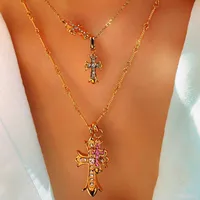 Simple Style Cross Titanium Steel Plating Inlay Zircon Women's Pendant Necklace main image 1