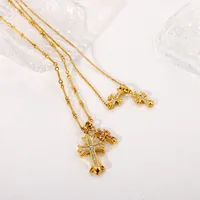 Simple Style Cross Titanium Steel Plating Inlay Zircon Women's Pendant Necklace main image 2