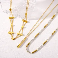 Simple Style Geometric Titanium Steel Beaded Plating Inlay Zircon Women's Necklace main image 3