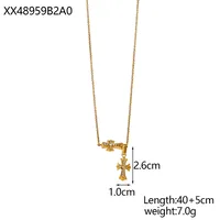 Simple Style Cross Titanium Steel Plating Inlay Zircon Women's Pendant Necklace main image 5