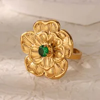 Vintage Style French Style Geometric 304 Stainless Steel Plating Zircon 18K Gold Plated Women's Open Rings sku image 5