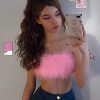 Fashion Sexy  Women's Mini Vest Strapless Short Top Fluffy Fit Trendy Nightclub Punk Style Short Slim Fit main image 1