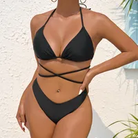 Women's Sexy Solid Color Backless 2 Pieces Set Swimwear main image 2