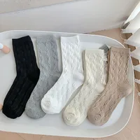 Women's Basic Solid Color Cotton Crew Socks A Pair main image 1