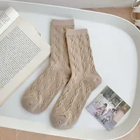 Women's Basic Solid Color Cotton Crew Socks A Pair sku image 4