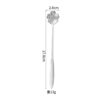 Stainless Steel Cherry Blossom Spoon Household Creative New Style Gold Long Handle Ice Spoon Coffee Mixing Spoon Dessert Spoon Tableware Wholesale sku image 8