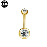 Simple Style Classic Style Round Rhinestone Pure Titanium Titanium Alloy Rhinestones 14K Gold Plated White Gold Plated Unisex Belly Ring sku image 14