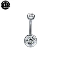 Simple Style Classic Style Round Rhinestone Pure Titanium Titanium Alloy Rhinestones 14K Gold Plated White Gold Plated Unisex Belly Ring sku image 15