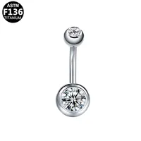Simple Style Classic Style Round Rhinestone Pure Titanium Titanium Alloy Rhinestones 14K Gold Plated White Gold Plated Unisex Belly Ring sku image 12