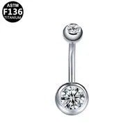 Simple Style Classic Style Round Rhinestone Pure Titanium Titanium Alloy Rhinestones 14K Gold Plated White Gold Plated Unisex Belly Ring sku image 13