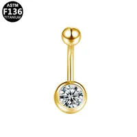 Simple Style Classic Style Round Rhinestone Pure Titanium Titanium Alloy Rhinestones 14K Gold Plated White Gold Plated Unisex Belly Ring sku image 11