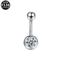 Simple Style Classic Style Round Rhinestone Pure Titanium Titanium Alloy Rhinestones 14K Gold Plated White Gold Plated Unisex Belly Ring sku image 10