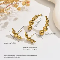 1 Set Classic Style Geometric Beads 304 Stainless Steel 18K Gold Plated Ear Studs main image 2