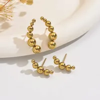 1 Set Classic Style Geometric Beads 304 Stainless Steel 18K Gold Plated Ear Studs main image 4