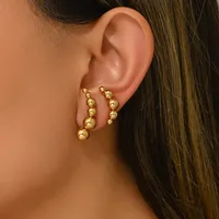 1 Set Classic Style Geometric Beads 304 Stainless Steel 18K Gold Plated Ear Studs main image 1