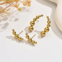 1 Set Classic Style Geometric Beads 304 Stainless Steel 18K Gold Plated Ear Studs main image 5