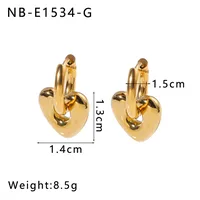 1 Pair IG Style Commute Geometric Star Heart Shape Plating 304 Stainless Steel Drop Earrings sku image 8