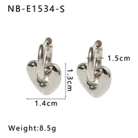 1 Pair IG Style Commute Geometric Star Heart Shape Plating 304 Stainless Steel Drop Earrings sku image 3