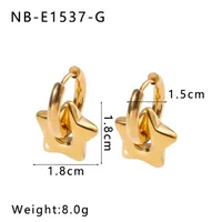 1 Pair IG Style Commute Geometric Star Heart Shape Plating 304 Stainless Steel Drop Earrings sku image 14