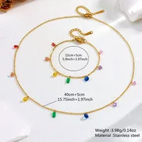 Retro French Style Simple Style Geometric 304 Stainless Steel 18K Gold Plated Women's Anklet Necklace Jewelry Set main image 2
