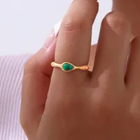 Wholesale Jewelry IG Style Water Droplets 304 Stainless Steel 18K Gold Plated Rings main image 1