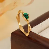 Wholesale Jewelry IG Style Water Droplets 304 Stainless Steel 18K Gold Plated Rings main image 7