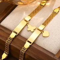 Cute Heart Shape Butterfly 304 Stainless Steel 18K Gold Plated Woven Chain Bracelets In Bulk main image 1