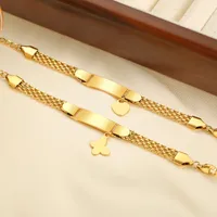 Cute Heart Shape Butterfly 304 Stainless Steel 18K Gold Plated Woven Chain Bracelets In Bulk main image 8
