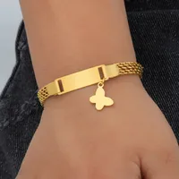 Cute Heart Shape Butterfly 304 Stainless Steel 18K Gold Plated Woven Chain Bracelets In Bulk main image 9