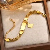 Cute Heart Shape Butterfly 304 Stainless Steel 18K Gold Plated Woven Chain Bracelets In Bulk main image 4
