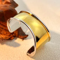 Elegant Vintage Style Classic Style Solid Color 304 Stainless Steel Mixed Metal 18K Gold Plated Women's Wide Bracelet sku image 2