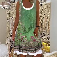 Women's Sheath Dress Vacation Simple Style U Neck Sleeveless Color Block Midi Dress Holiday main image 1
