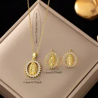 Vintage Style Oval 316 Stainless Steel  Women's Earrings Necklace Jewelry Set main image 2