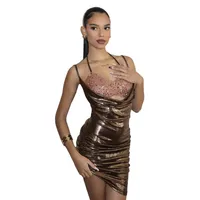 Women's Sheath Dress Sexy Streetwear Halter Neck Sequins 2 In 1 Backless Sleeveless Solid Color Above Knee Party Cocktail Party main image 5