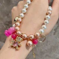 Cute Bear Beaded Artificial Crystal Bear Women's Pendant Necklace main image 3