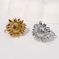 Elegant Vacation Simple Style Flower 304 Stainless Steel 18K Gold Plated Women's Open Rings main image 1