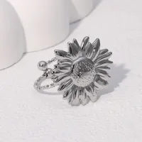 Elegant Vacation Simple Style Flower 304 Stainless Steel 18K Gold Plated Women's Open Rings main image 6