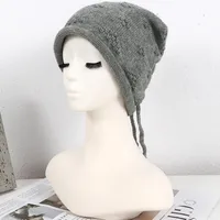 Women's Simple Style Solid Color Flower Drawstring Crimping Wool Cap main image 6