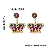 1 Pair Vintage Style Letter Crown Glasses Plating Alloy Drop Earrings main image 2