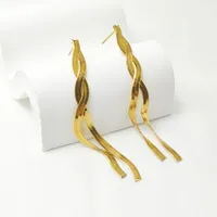 1 Pair Elegant Classic Style Tassel Snake Bones Chain 304 Stainless Steel 18K Gold Plated Drop Earrings sku image 1