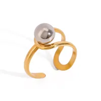 Wholesale Jewelry Simple Style Classic Style Geometric 304 Stainless Steel Mixed Metal Open Rings main image 9