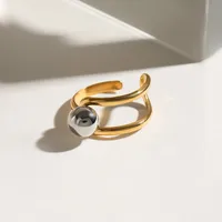 Wholesale Jewelry Simple Style Classic Style Geometric 304 Stainless Steel Mixed Metal Open Rings main image 4
