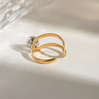 Wholesale Jewelry Simple Style Classic Style Geometric 304 Stainless Steel Mixed Metal Open Rings main image 7