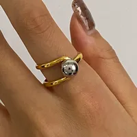 Wholesale Jewelry Simple Style Classic Style Geometric 304 Stainless Steel Mixed Metal Open Rings main image 3